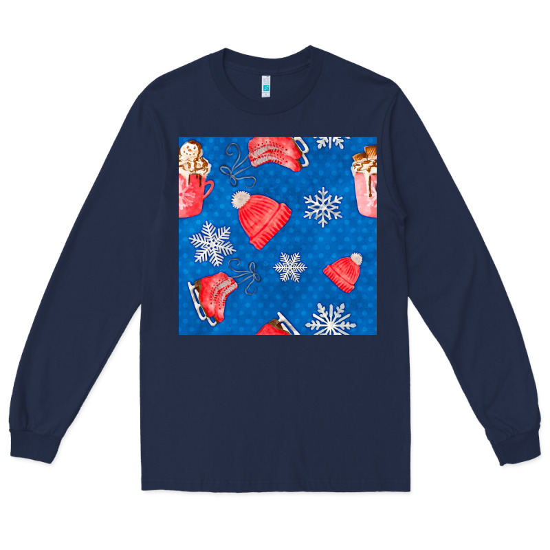 Winter  Snowflakes Hot Cocoa Ice Skating Shoes Long Sleeve Tee by FaDigitalArtStudio | Teevron