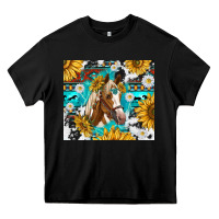 Black cowhide aztec horse Heavy Core Tee - TumblerDesignByShophia