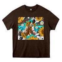 Chocolate Brown cowhide aztec horse Heavy Core Tee - TumblerDesignByShophia