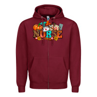 Burgundy nurse with fall element Zipper Hoodie - AdoDesignShop
