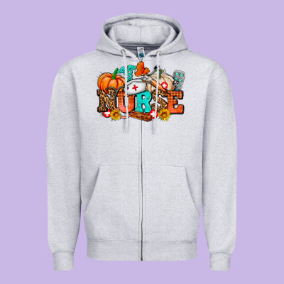 Nurse With Fall Element Zipper Hoodie Designed By Adodesignshop