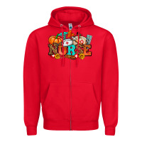 Red nurse with fall element Zipper Hoodie - AdoDesignShop
