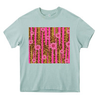 Arona glitter pink stripe leopard pattern with flowers Heavy Core Tee - TumblerDesignByShophia