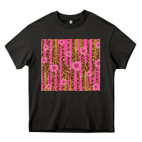 Asphalt glitter pink stripe leopard pattern with flowers Heavy Core Tee - TumblerDesignByShophia