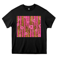 Black glitter pink stripe leopard pattern with flowers Heavy Core Tee - TumblerDesignByShophia