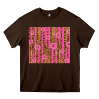 Chocolate Brown glitter pink stripe leopard pattern with flowers Heavy Core Tee - TumblerDesignByShophia