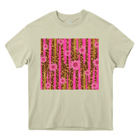 Mossy glitter pink stripe leopard pattern with flowers Heavy Core Tee - TumblerDesignByShophia