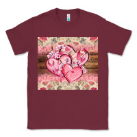 Burgundy cancer hearts Classic Tee - CowGirlArtShop