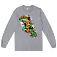 Heather Grey Baja California State Of Mexico Map Long Sleeve Tee - RanaPortraitStore