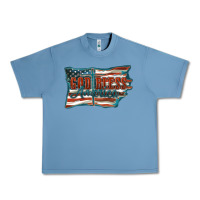 Pebble Blue God Bless America Urban Heavy Tee - FaDigitalArtStudio