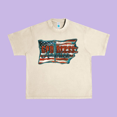 God Bless America Urban Heavy Tee Designed By Fadigitalartstudio