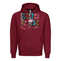 Burgundy sleep all day nurse all night Zipper Hoodie - AdoDesignShop