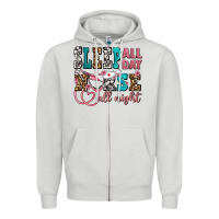 Dove Grey sleep all day nurse all night Zipper Hoodie - AdoDesignShop