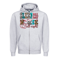Heather Grey sleep all day nurse all night Zipper Hoodie - AdoDesignShop