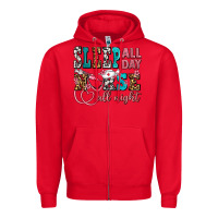 Red sleep all day nurse all night Zipper Hoodie - AdoDesignShop