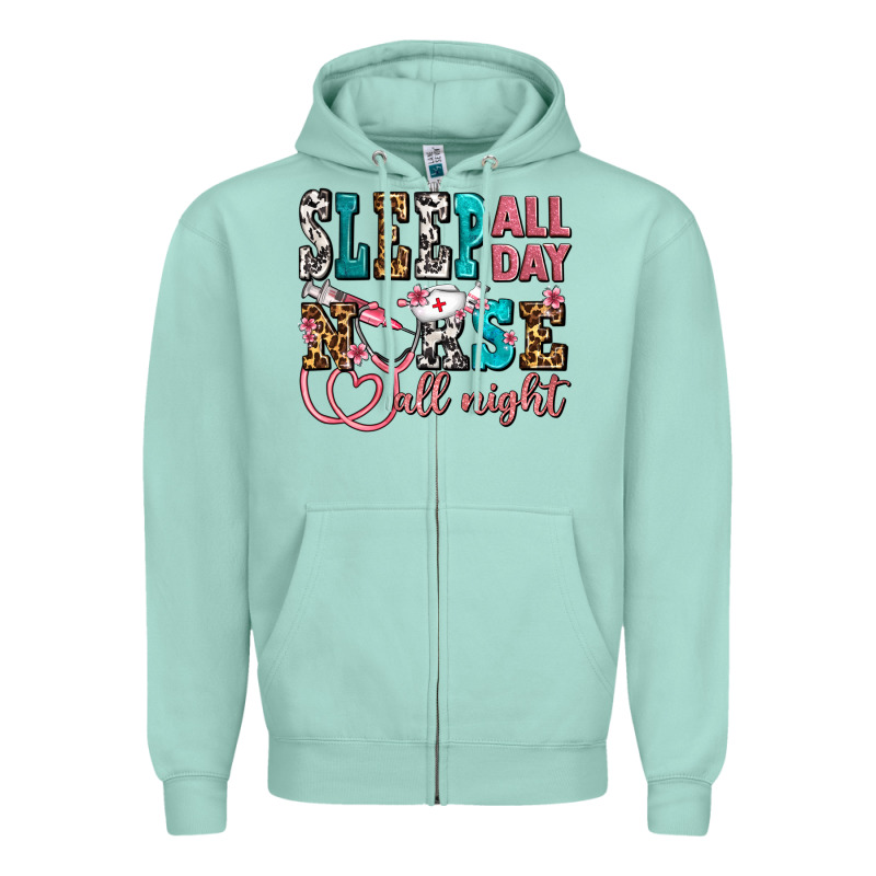 Sleep All Day Nurse All Night Zipper Hoodie by AdoDesignShop | Teevron