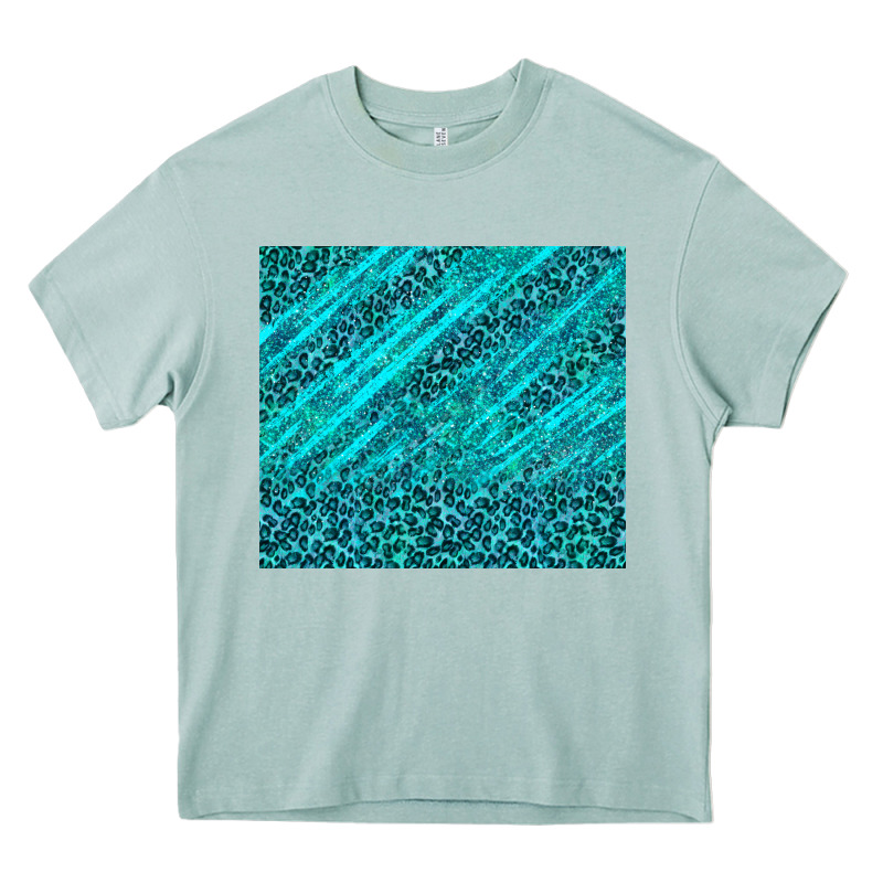Blue Glitter With Leopard Pattern Heavy Core Tee by TumblerDesignByShophia | Teevron