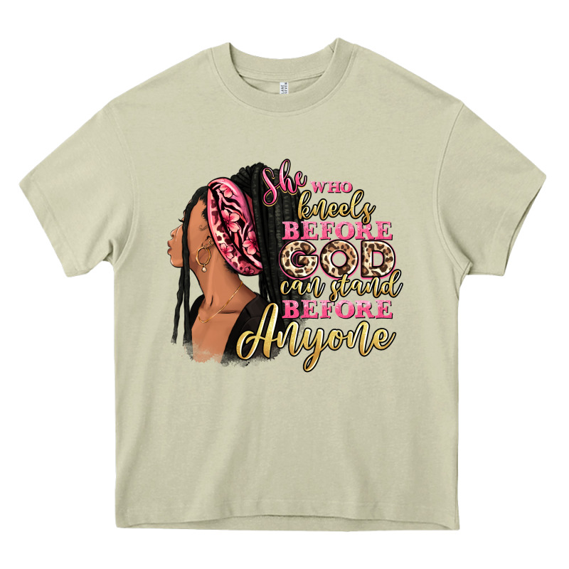 She Who Kneels Before God Can Stand Before Anyone Heavy Core Tee by RanaPortraitStore | Teevron