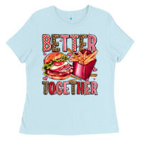 Baby Blue hamburger potatoes better together olivia Ladies Tee - OliviaCreatesArt