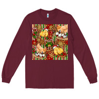 Burgundy christmas chicken Long Sleeve Tee - FaDigitalArtStudio