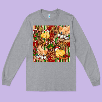 Christmas Chicken Long Sleeve Tee Designed By Fadigitalartstudio