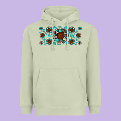 Cowhide Leopard Sunflower Gemstone Heavyweight Hoodie Designed By Jahusdesignshop