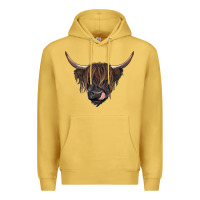 Antique Gold Black highland cow Premium Hoodie - RanaPortraitStore