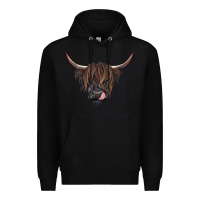 Black Black highland cow Premium Hoodie - RanaPortraitStore