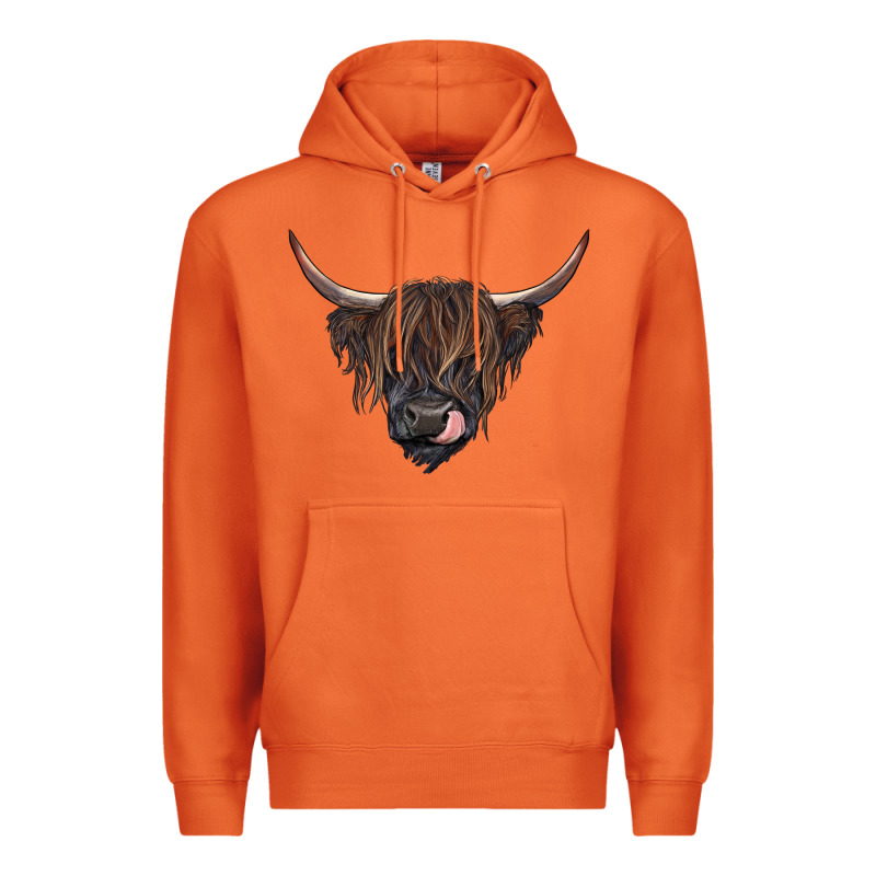 Black Highland Cow Premium Hoodie by RanaPortraitStore | Teevron
