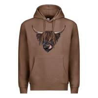 Chestnut Black highland cow Premium Hoodie - RanaPortraitStore