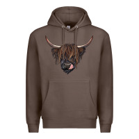 Coffee Black highland cow Premium Hoodie - RanaPortraitStore
