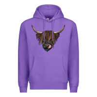 Purple Black highland cow Premium Hoodie - RanaPortraitStore