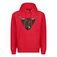 Red Black highland cow Premium Hoodie - RanaPortraitStore