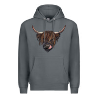 Rock Black highland cow Premium Hoodie - RanaPortraitStore
