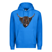 True Royal Black highland cow Premium Hoodie - RanaPortraitStore