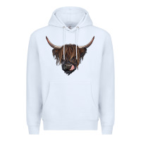 White Black highland cow Premium Hoodie - RanaPortraitStore