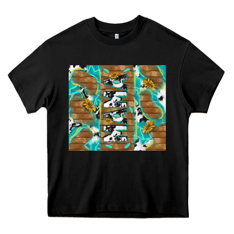 Cowhide Mama With Rustic Teal Wood Heavy Core Tee by TumblerDesignByShophia | Teevron