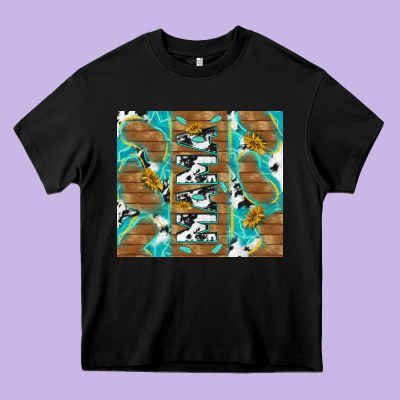 Cowhide Mama With Rustic Teal Wood Heavy Core Tee Designed By Tumblerdesignbyshophia