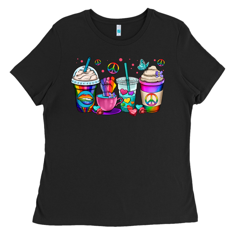 Pride Lgbtq Coffee Cups Ladies Tee by OliviaCreatesArt | Teevron