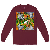 Burgundy St. Patricks Chicken With Cupcake Leopard Long Sleeve Tee - FaDigitalArtStudio