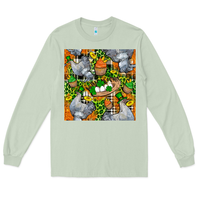 St. Patricks Chicken With Cupcake Leopard Long Sleeve Tee by FaDigitalArtStudio | Teevron