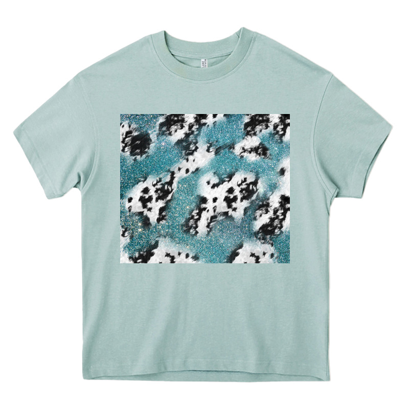 Teal Glitter And Cowhide Heavy Core Tee by TumblerDesignByShophia | Teevron