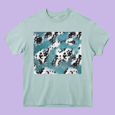 Teal Glitter And Cowhide Heavy Core Tee Designed By Tumblerdesignbyshophia