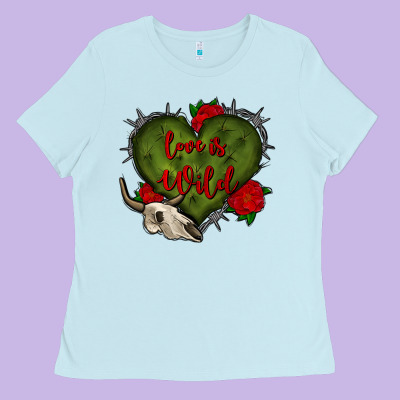 Love Is Wild With Bullskull Olivia Ladies Tee Designed By Oliviacreatesart