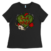 Black love is wild with bullskull olivia Ladies Tee - OliviaCreatesArt