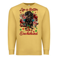 Antique Gold Christmas life is better with a dachshund Premium Sweatshirt - JahusDesignShop