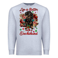 Heather Grey Christmas life is better with a dachshund Premium Sweatshirt - JahusDesignShop