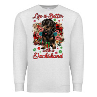 Oatmeal Heather Christmas life is better with a dachshund Premium Sweatshirt - JahusDesignShop