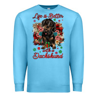 Ocean Blue Christmas life is better with a dachshund Premium Sweatshirt - JahusDesignShop