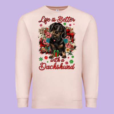 Christmas Life Is Better With A Dachshund Premium Sweatshirt Designed By Jahusdesignshop